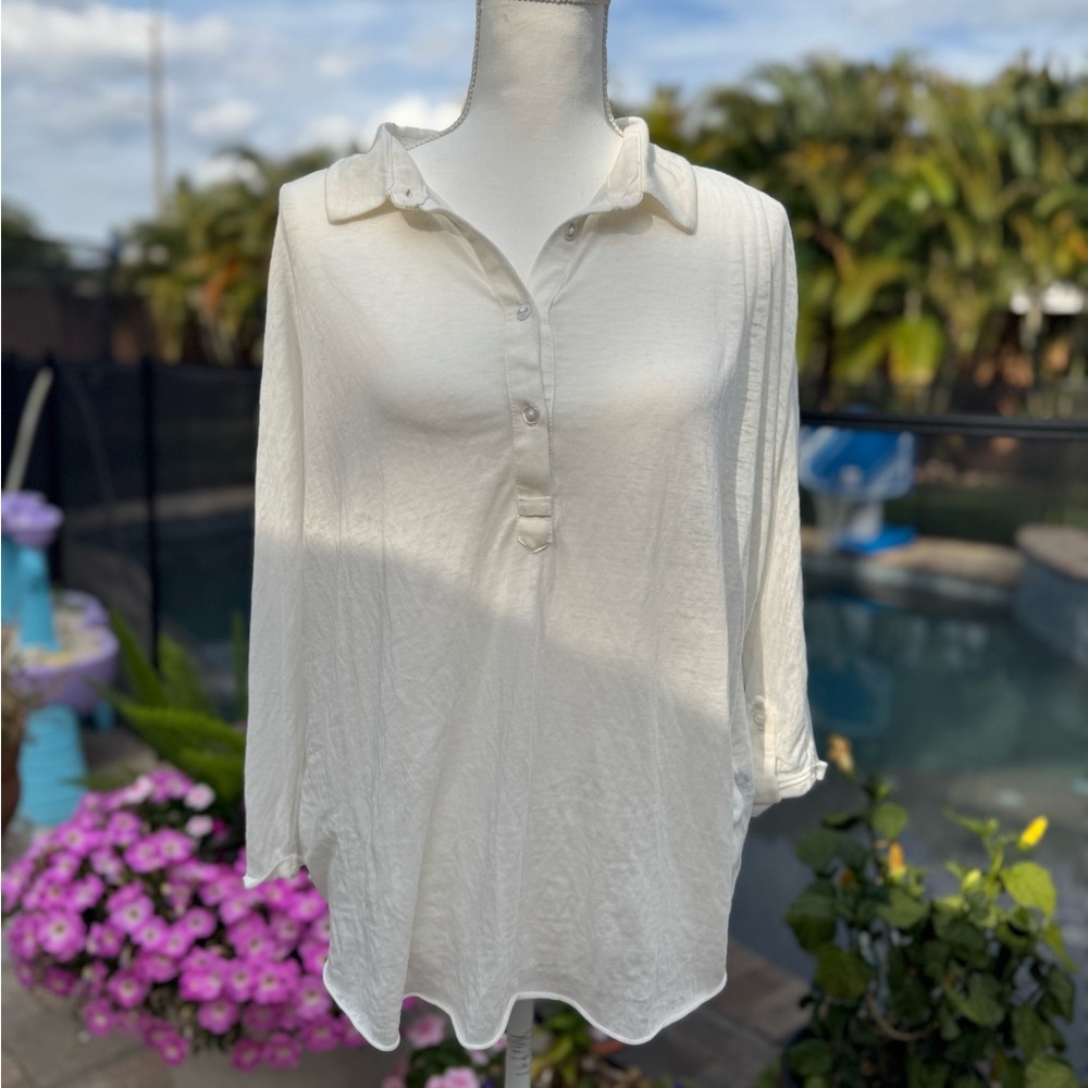 Mono B 100% cotton Women's White Button-Up Top